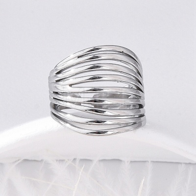 304 Stainless Steel Open Cuff Rings for Women RJEW-F174-04P-1