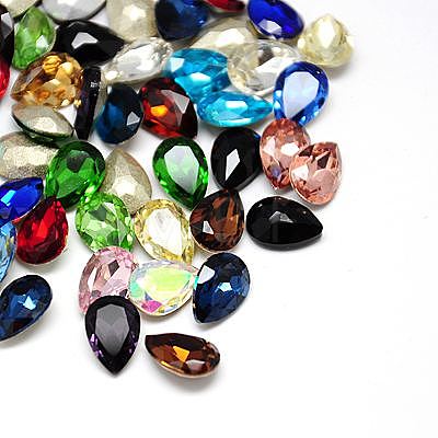 Glass Pointed Back Rhinestone Cabochons RGLA-A008-13x18mm-M-1