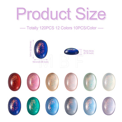 120Pcs 12 Colors Transparent Resin Cabochons CRES-CW0001-03-1
