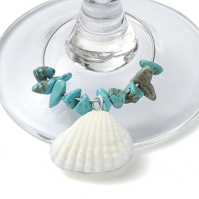 Natural Shell Wine Glass Charms AJEW-TA00019-1