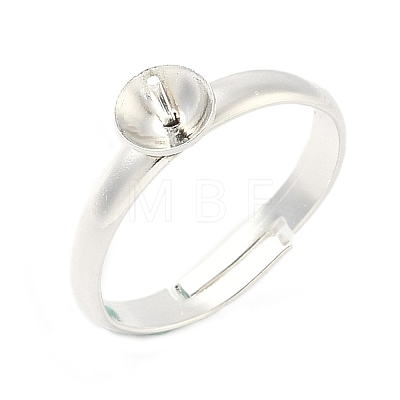 Adjustable Brass Cup Peg Ring Settings For Half-drilled Beads KK-K414-02B-S-1