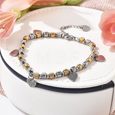 Punk Style 304 Stainless Steel Column Link Charm Bracelets for Women BJEW-C089-14GP-1