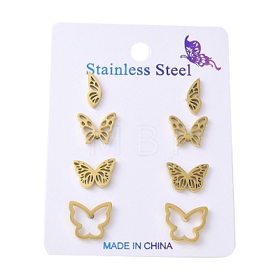 304 Stainless Steel Earring Sets EJEW-S248-03D-G-1