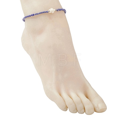 15Pcs 15 Colors Summer Beach Dyed Synthetic Turquoise Turtle with Glass Beaded Anklets AJEW-AN00776-1