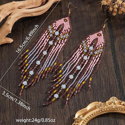 Handmade Glass Seed Beads Tassel Dangle Earrings TU7843-1