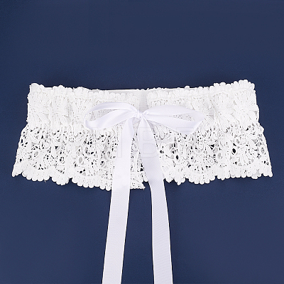 Polyester Bowknot Wide Elastic Corset Belts AJEW-WH0248-31A-1