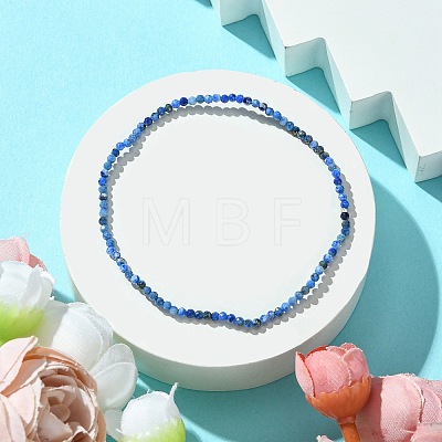 2mm Natural Lapis Lazuli Faceted Round Beaded Stretch Bracelets for Women BJEW-JB10843-02-1