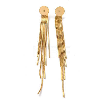Brass Snake Chain Tassel Stud Earring Findings X-KK-G510-20G-1
