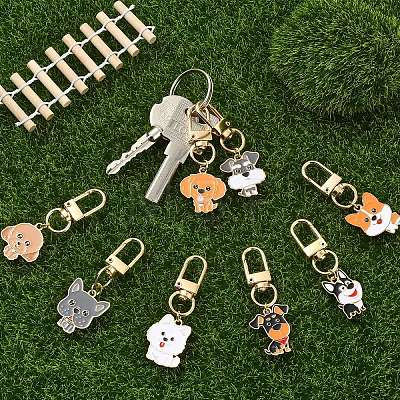 8Pcs Alloy Enamel Pendant Decorations HJEW-YW00420-1