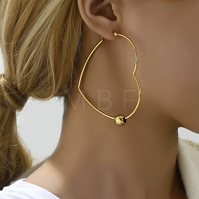 Fashionable Stainless Steel Geometric Earrings with Heart-shaped Ear Hoops WC0842-1
