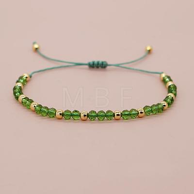 Glass & Brass Round Beads Braided Bead Bracelets LS-RD6595-5-1