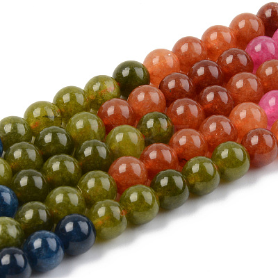 Round Dyed Natural Quartz Beads Strands G-T132-013A-01-1