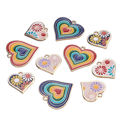 Kissitty 20Pcs 5 Style Heart Alloy Enamel Pendants ENAM-KS0001-08-1