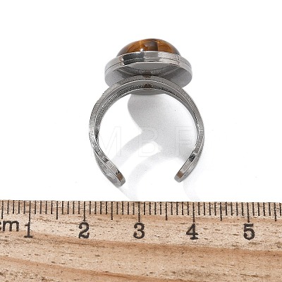 Oval Natural Tiger Eye Finger Rings RJEW-M062-02P-02-1