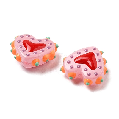 Baking Paint Glass Bumpy Beads Heart LAMP-V001-07C-1
