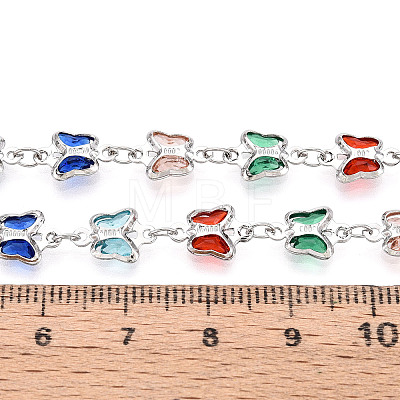 Brass Glass Butterfly Charm Link Chains CHC-T018-11A-P-1