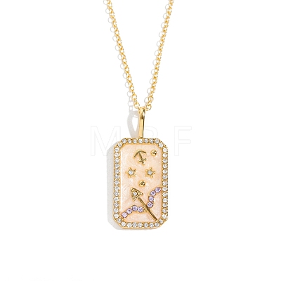 Brass Micro Pave Cubic Zirconia Rectangle with Constellation Pendant Necklaces PW-WG95654-08-1