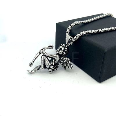 304 Stainless Steel Angel Pendant Punk Retro Necklaces for Men DL5553-1