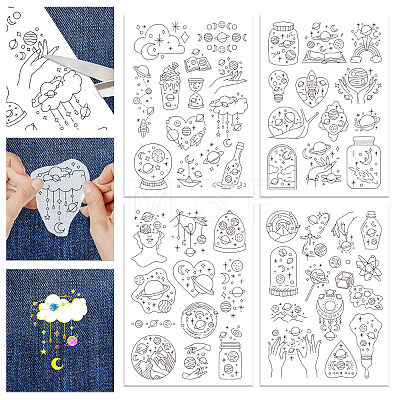 4 Sheets 11.6x8.2 Inch Stick and Stitch Embroidery Patterns DIY-WH0455-124-1