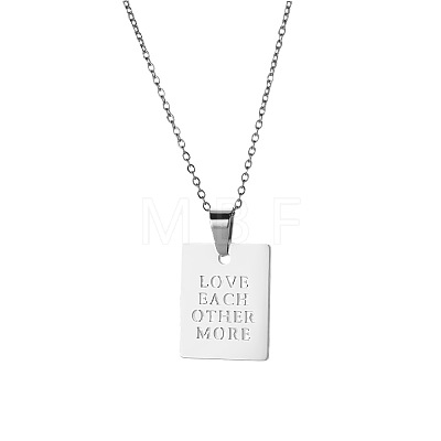 304 Stainless Steel Inspirational LOVE EACH OTHER MORE Dog Tag Pendant Necklaces for Women WG6E5CF-01-1