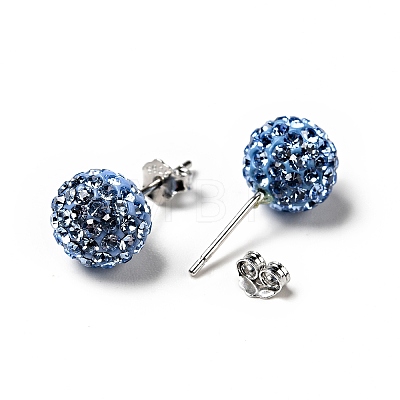 Gifts for Her Valentines Day 925 Sterling Silver Austrian Crystal Rhinestone Ball Stud Earrings for Girl Q286H081-1