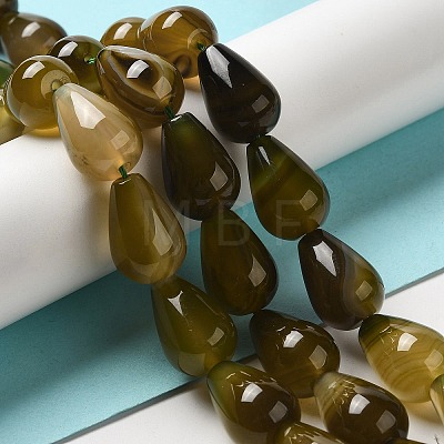 Natural Green Agate(Dyed & Heated) Beads Strands G-P521-D01-01-1