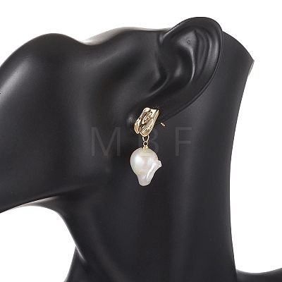 Nuggets Natural Baroque Pearl Keshi Pearl Dangle Stud Earrings EJEW-JE07001-1