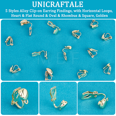 Unicraftale 20Pcs 5 Styles Alloy Clip-on Earring Findings FIND-UN0002-38G-1
