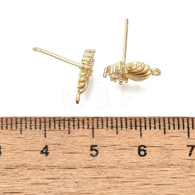 Brass Cubic Zirconia Stud Earrings Finding KK-Q048-15G-1