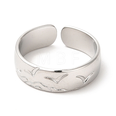 Non-Tarnish 304 Stainless Steel Common Gull Open Cuff Ring for Women RJEW-E063-14P-1