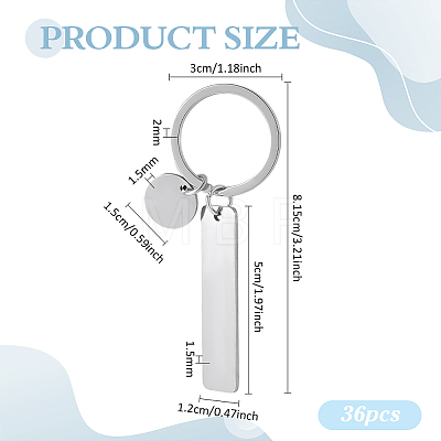 201 Stainless Steel Blank Pendant Keychains KEYC-WH0029-141-1