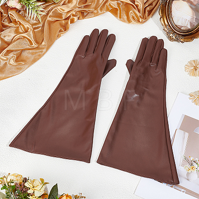 1 Pair PU Leather Long Whole Finger Gloves AJEW-CL0005-12A-1