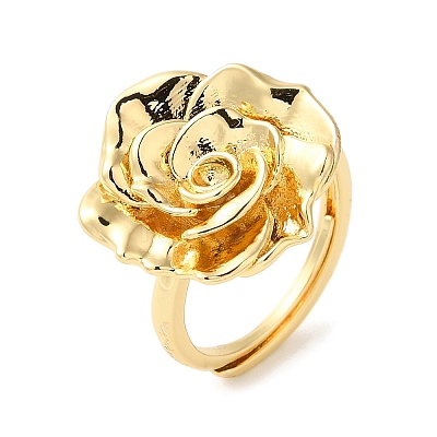 Rack Plating Flower Brass Adjustable Rings RJEW-S413-03G-1