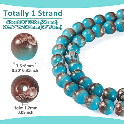1 Strand Baking Paint Glass Beads Strands DGLA-TADJ0001-02D-1