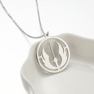 304 Stainless Steel Hollow Pendant Necklaces FS-WGE7531-05-1