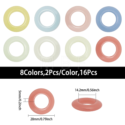 16Pcs 8 Colors Synthetic Luminous Stone Pendants G-CA0001-73-1