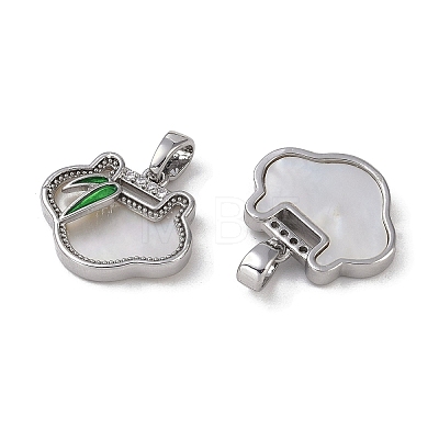 Brass & Shell & Clear Cubic Zirconia Charms KK-G497-18P-1