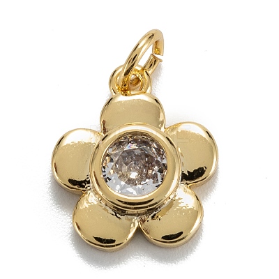 Brass Cubic Zirconia Charms KK-G399-06C-1