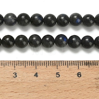 Natural Black Labradorite Beads Strands G-L642-B15-6mm-1