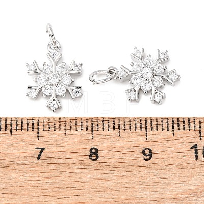 Rack Plating Brass Micro Pave Clear Cubic Zirconia Pendants KK-B093-04A-P-1