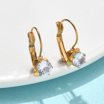 Flat Round 201 Stainless Steel Leverback Earrings EJEW-D354-19G-1