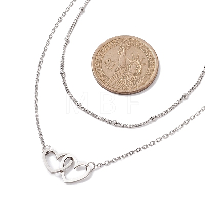 Stainless Steel Heart Pendant Necklaces for Women NJEW-JN04735-02-1