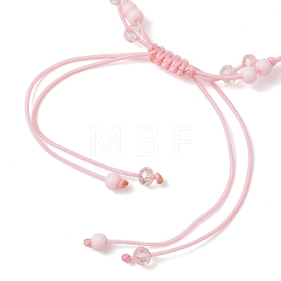 Rose Glass Seed Beads & Glass Braided Bead Bracelets BJEW-MZ00313-1