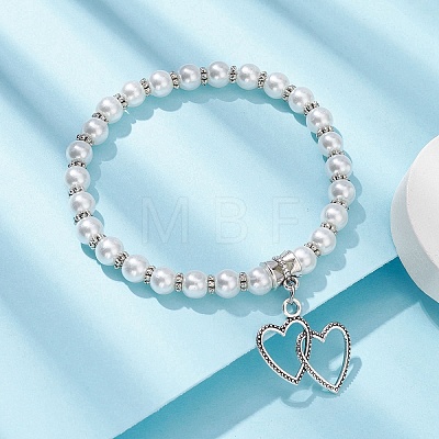 Glass Pearl Beaded Stretch Bracelets BJEW-JB09696-01-1