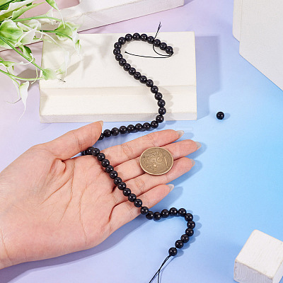 1 Strand Natural Shungite Beads Strands G-TA0003-34B-1