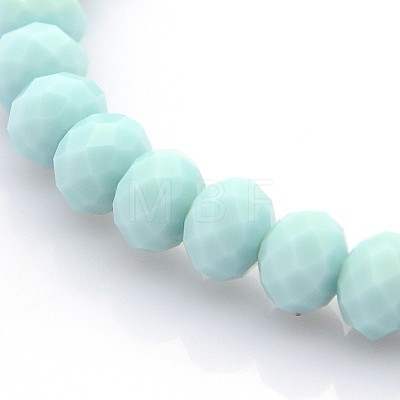 Faceted Opaque Solid Color Crystal Glass Rondelle Beads Stretch Bracelets BJEW-F072-M-1