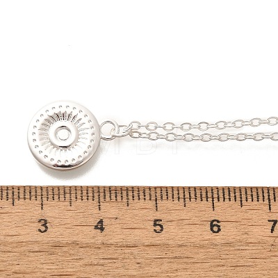 304 Stainless Steel Flat Round Coin Pendant Cable Chain Necklaces for Women STAS-Z108-02S-01-1