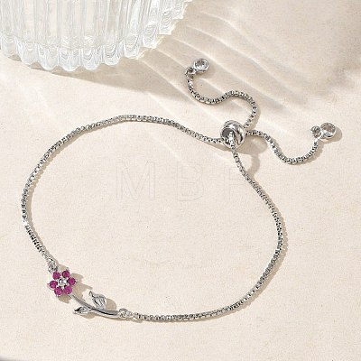 Adjustable Brass Micro Pave Clear Cubic Zirconia Box Chain Slider Bracelets BJEW-C156-09P-04-1