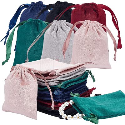 24Pcs 6 Colors Velvet Jewelry Drawstring Bags TP-HY0001-05A-1