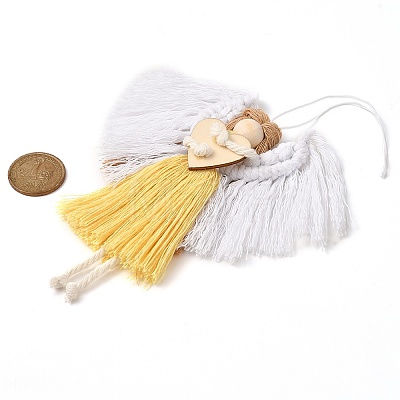 Angel Handmade Woven Macrame Cotton Thread Pendant Decorations HJEW-JM02454-03-1